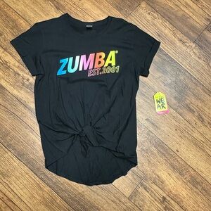Zumba Fitness Multicolor Logo Black ties in front Tee